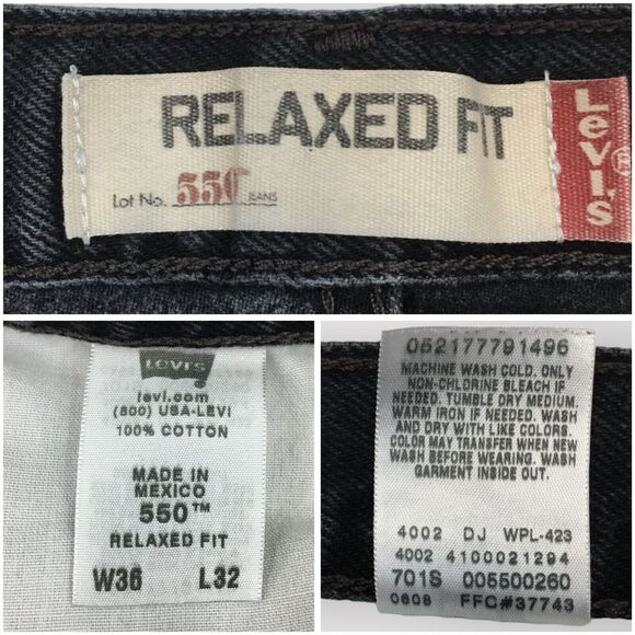 Vintage Levis 550 Mens Denim Jeans Relaxed Fit Actual Size 36x30 Black Wash Pant - Picture 5 of 8